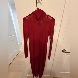Elegant Red Long Sleeve Dress